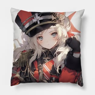 Redcoat Beauty - Elegant Anime Lady in British Army Attire Pillow