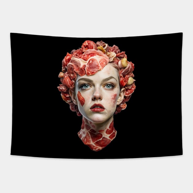 Raw Meat Lover Woman Carnivore Tapestry by Ravenglow