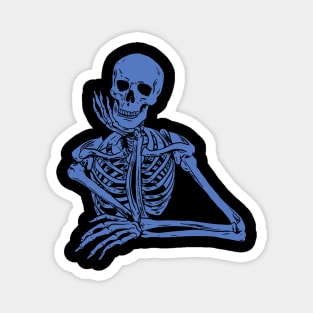 Blue Skeleton Holding Chin Magnet