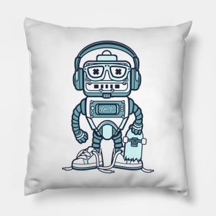 Retro Robot with Skateboard Pillow