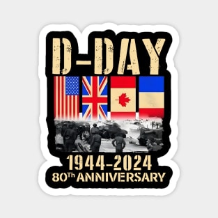 D-Day 2024, Normandy Landings 80th Anniversary 1944-2024 UK Flag Magnet