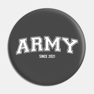 BTS Bangtan ARMY since 2021 varsity college text | Morcaworks Pin