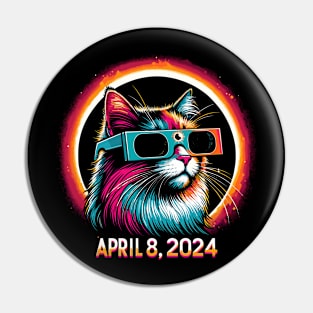 Cat in Eclipse Glasses Totality 2024 Total Solar Eclipse Pin