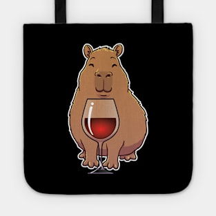 Capybara with a glass of wine Tote