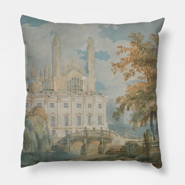 Clare Hall and King’s College Chapel, Cambridge, from the Banks of the River Cam, 1793 Pillow by Art_Attack