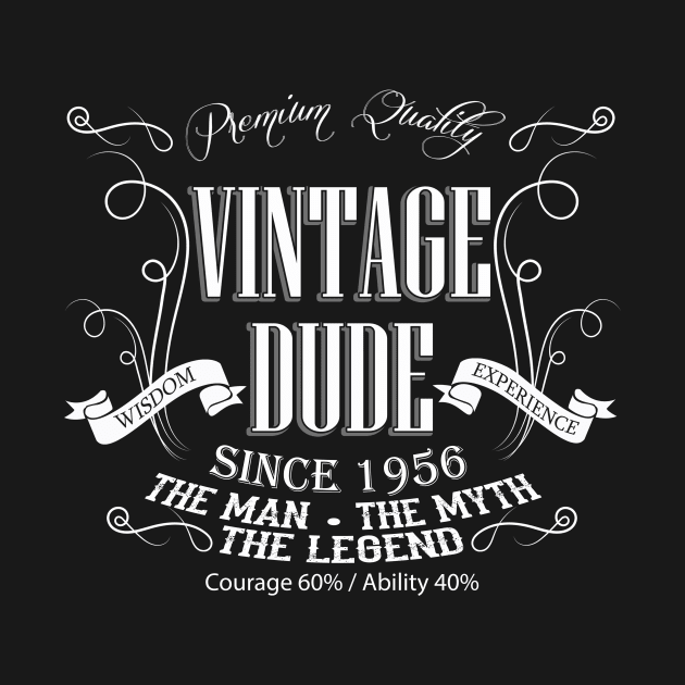 Vintage Dude 60 since 1956 – 60th birthday gift for men by AwesomePrintableArt