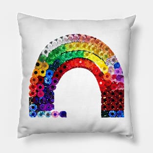 Retro Rainbow Sequin Print 70s 80s Vibe Pillow