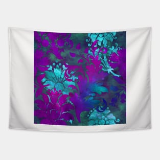 Jungle Floral Neck Gator Blue and Purple Jungle Flowers Tapestry