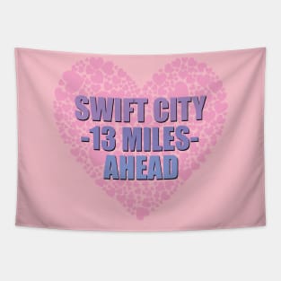 Swift City 13 Mi Shadow Text Heart Tapestry