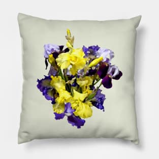 Assortment of Irises Yellow and Purple Pillow