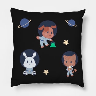 Baby Astronaut Animals in Blue Space Suits Pillow