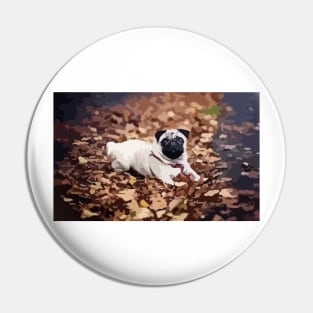 Cute Pug Digital Painting Pin