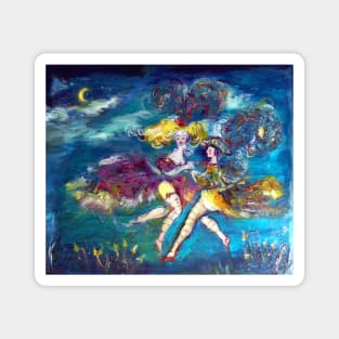 MOONLIGHT DANCERS ,MASQUERADE DANCING IN BLUE NIGHT Magnet