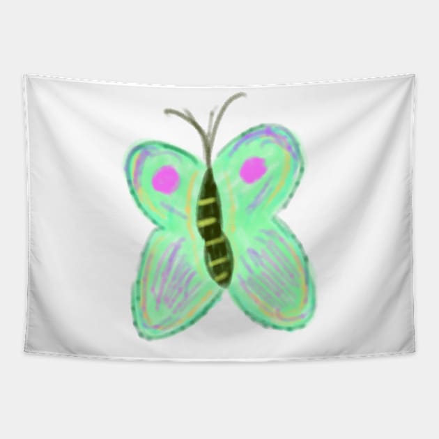 Green butterfly art Tapestry by Artistic_st