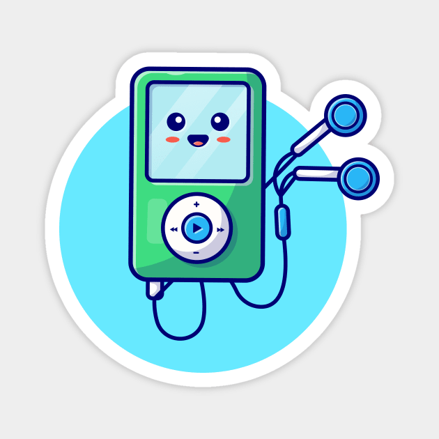 Cute Ipod With Earphone Cartoon Vector Icon Illustration Magnet by Catalyst Labs