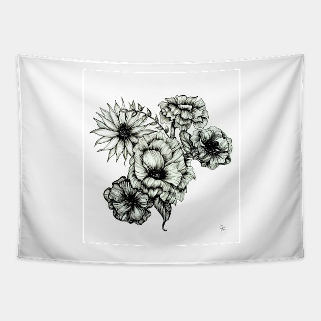 Floral Ink III Tapestry by corianndesigns