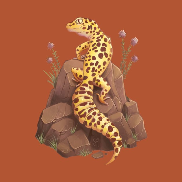 Leopard Gecko on the rock by solrey