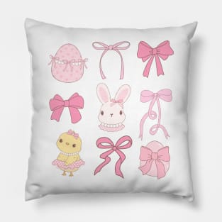 Easter Coquette Elegance: Adorable Bows and Bunny Pillow