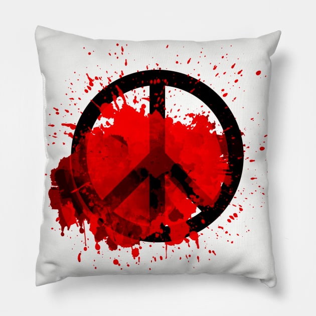 Peace of a Rainbow - Red Pillow by Leroy Binks