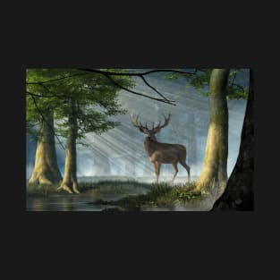 Red Deer in the Deep Forest T-Shirt