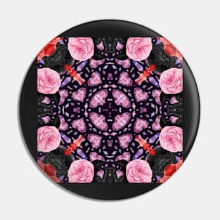 Crystal Hearts and Flowers Valentines Kaleidoscope pattern (Seamless) 32 Pin