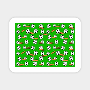 Football / Soccer - Balls & Boots Seamless Pattern on Green Background Magnet