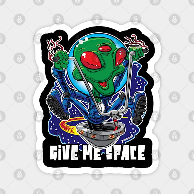 Give Me Space Alien UFO with Handlebars Magnet by eShirtLabs