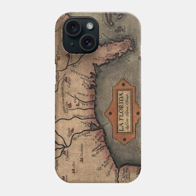 Vintage Spanish Map of Florida Discovery (1584) Phone Case by Bravuramedia