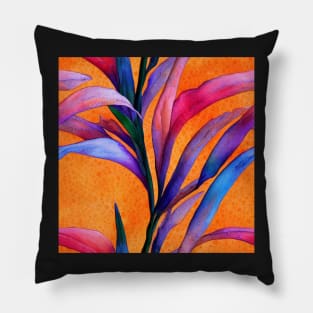 Colorful watercolor leaves pattern Pillow