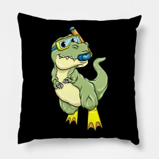 Dinosaurs at Diving with Swimming goggles Pillow