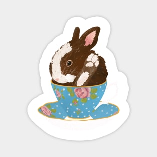 Baby bunny in a teacup Magnet