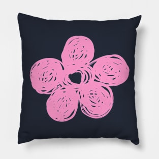 Chalkboard Pink Flower Doodle Pillow