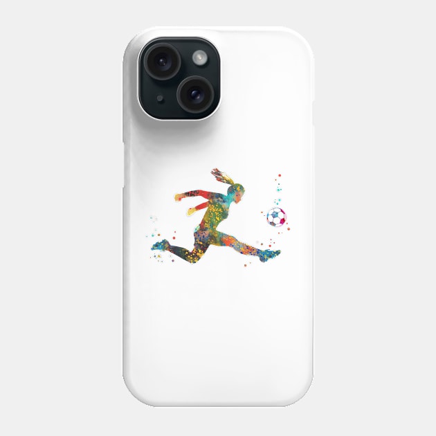 Girl Soccer Player Phone Case by RosaliArt