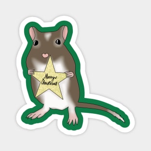 Cute brown gerbil says merry Christmas Magnet