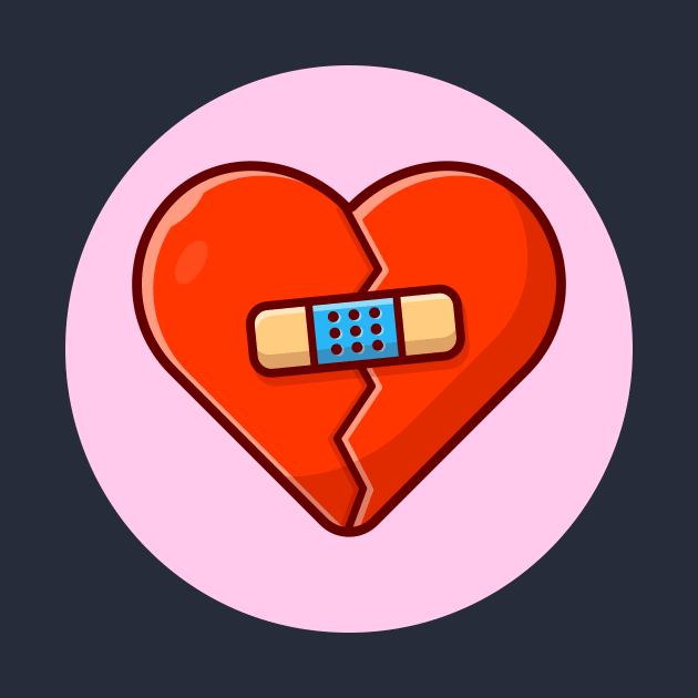 Broken Heart With Injury Tape Plaster Cartoon Vector Icon Illustration (2) by Catalyst Labs