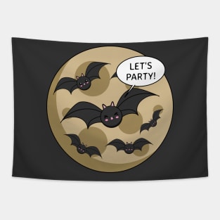 Bats Having Party on Full Moon Tapestry