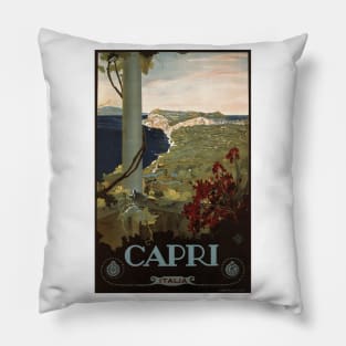 Capri, Italy - Vintage Travel Poster Design Pillow