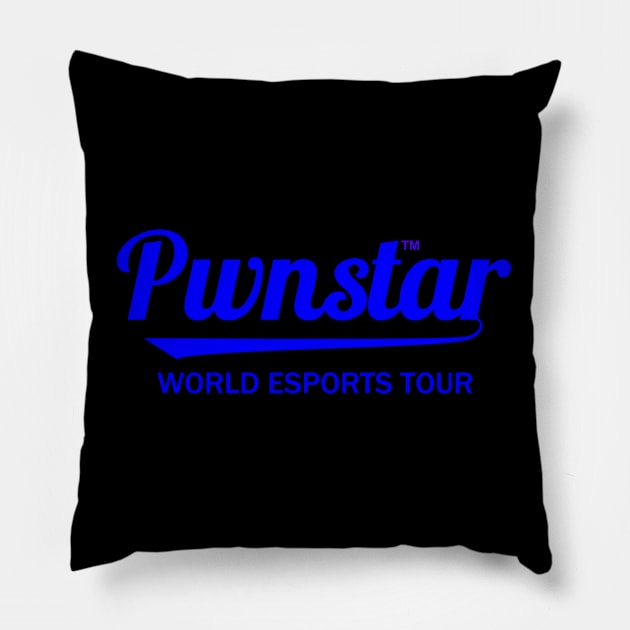 Pwnstar™ Blue World Esports Tour Baseball Swash 1 Pillow by pwnstar