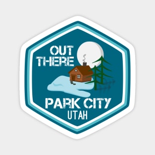 Out There Park City Cabin Blue Magnet