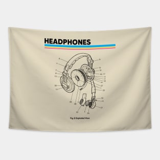 Retro Headphone Parts Tapestry