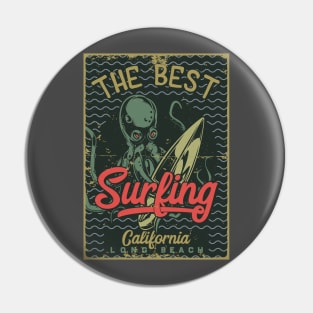 Surfing Octopus california summer waves Pin