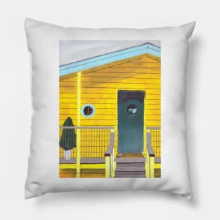 The Yellow Wooden House Pillow