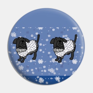 Winter Christmas Sweater Dogs and Snow Pin