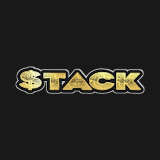 Shiny black and gold STACK word design T-Shirt