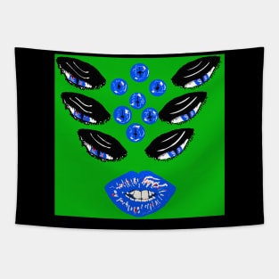 Demon Inside - Blue on Green Tapestry