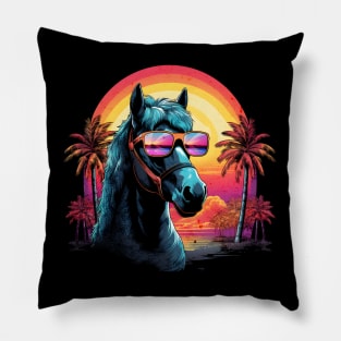 Retro Wave American Horse Pillow