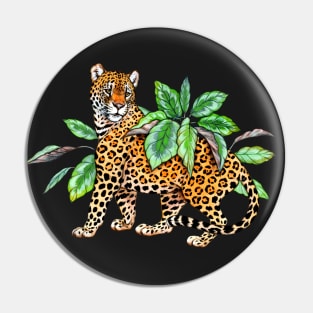 Jaguar with Calathea Leaves Pin