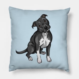 American Pitbull Terrier Dog | Black and White Pillow