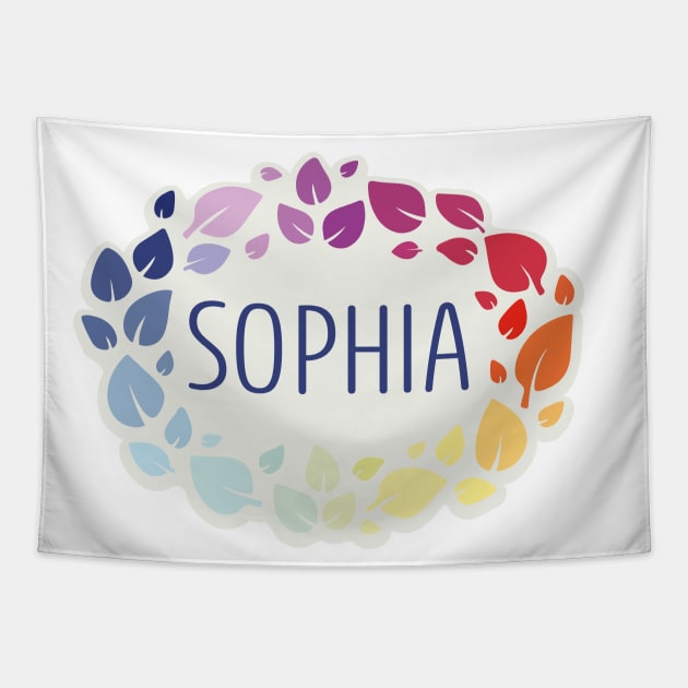 Sophia name with colorful leaves Tapestry by WildMeART