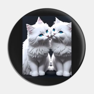 White Cats - Modern Digital Art Pin